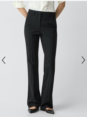 Theory “Good Wool” Flare Classic Black Tailored High-Rise Dress Pants for Women